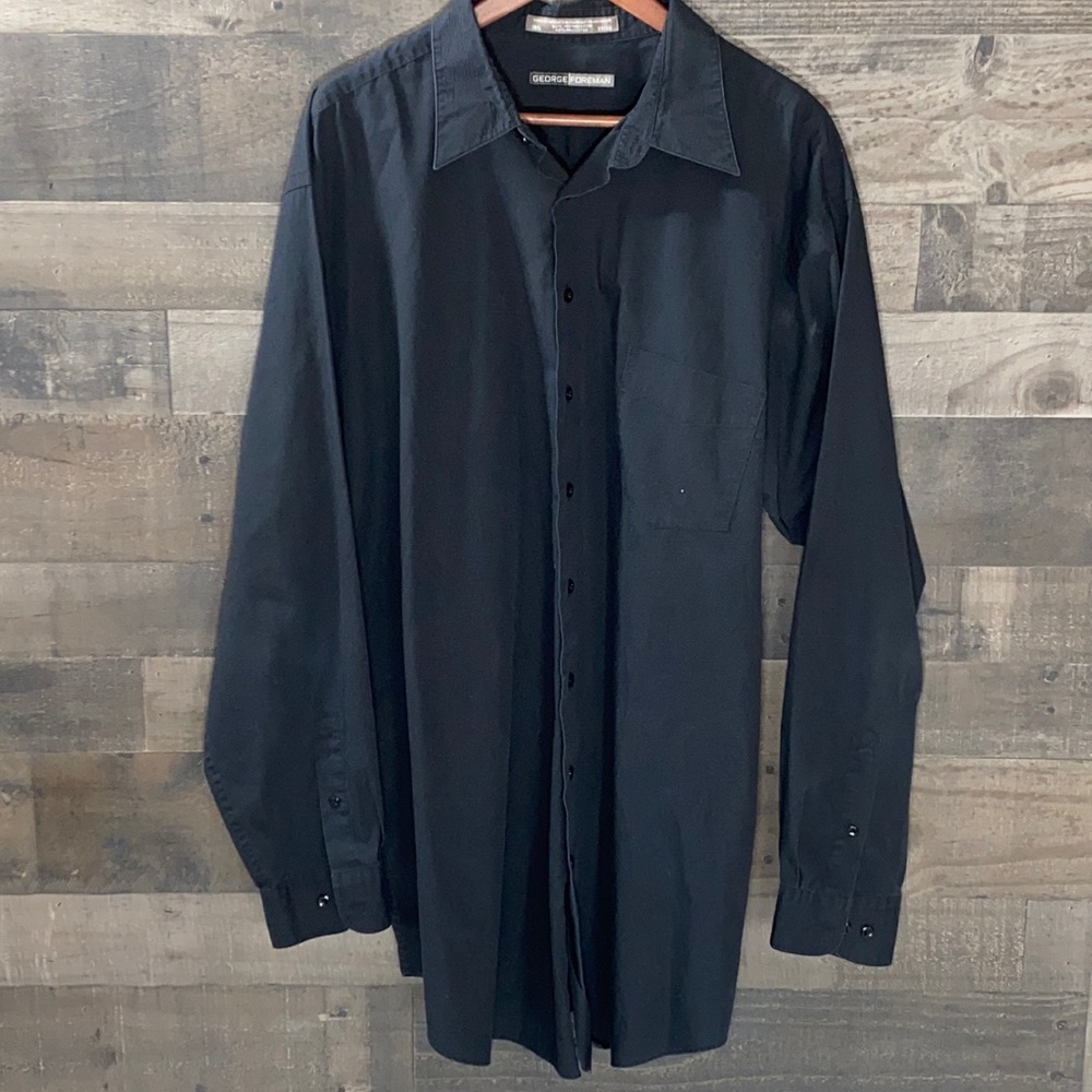 Black George Foreman Long Sleeve Button Down Shirt